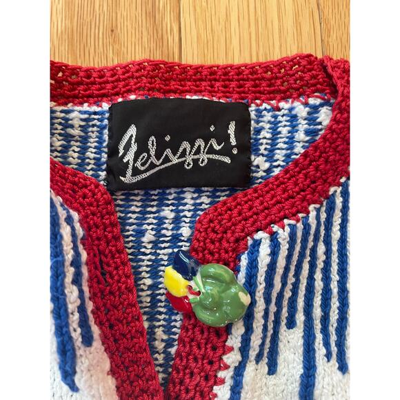 Vintage 90's Cardigan, Floral, Size Large Made in USA, Ceramic buttons - Picture 4 of 6